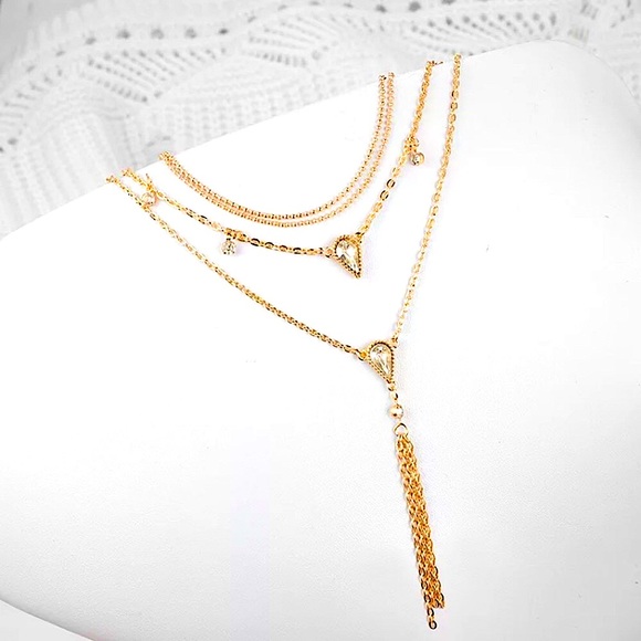 ⚜️[𝟯/$𝟭𝟴]⚜️4 Layered Crystal Drop Choker NEW - Picture 3 of 9